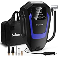 Manwe Compresor de Aire Coche- Inflador Coches Portatil- Con Manómetro de 12V para Hinchar Neumático de Moto Coche y…